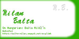 milan balta business card